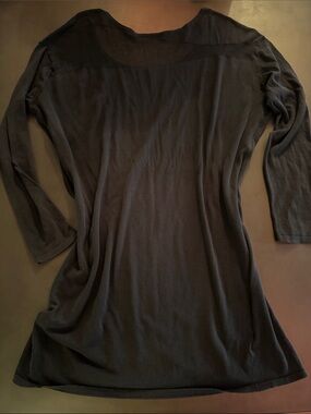 7 For All Mankind Black Long Sleeve Scoop Neck Top